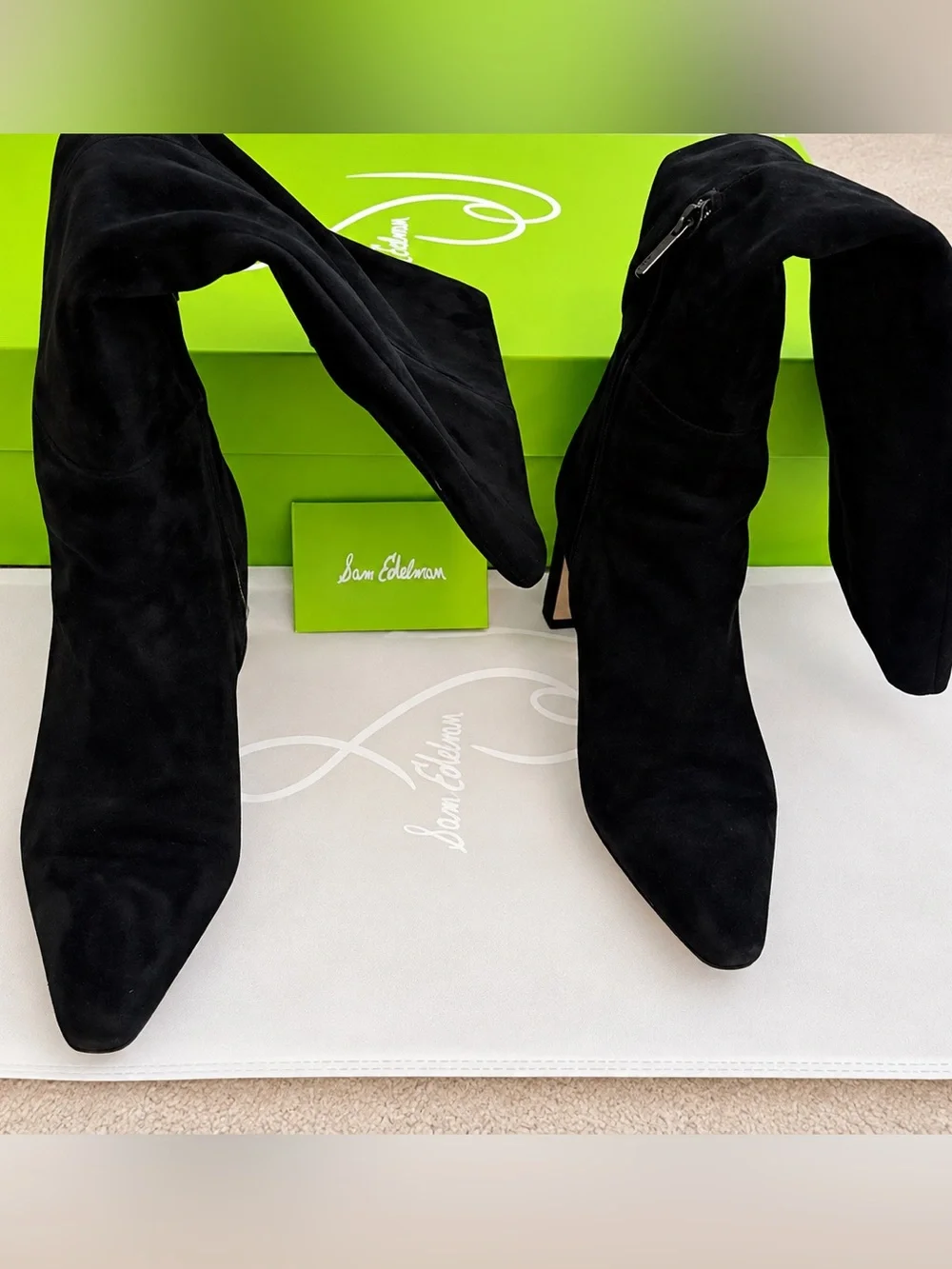 Sam Edelman Sylvia Black Suede Boots Size 7